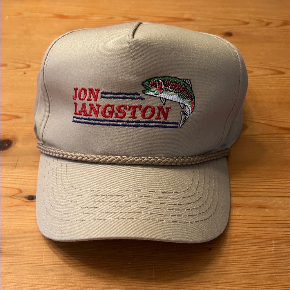 Jon Langston Beige Cap with Fish Embroidery